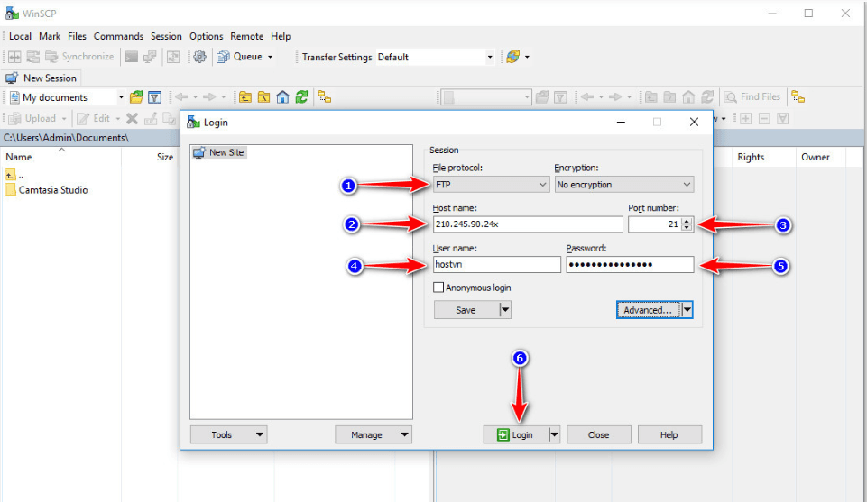 hướng dẫn upload dữ liệu lên hosting bằng winscp 2