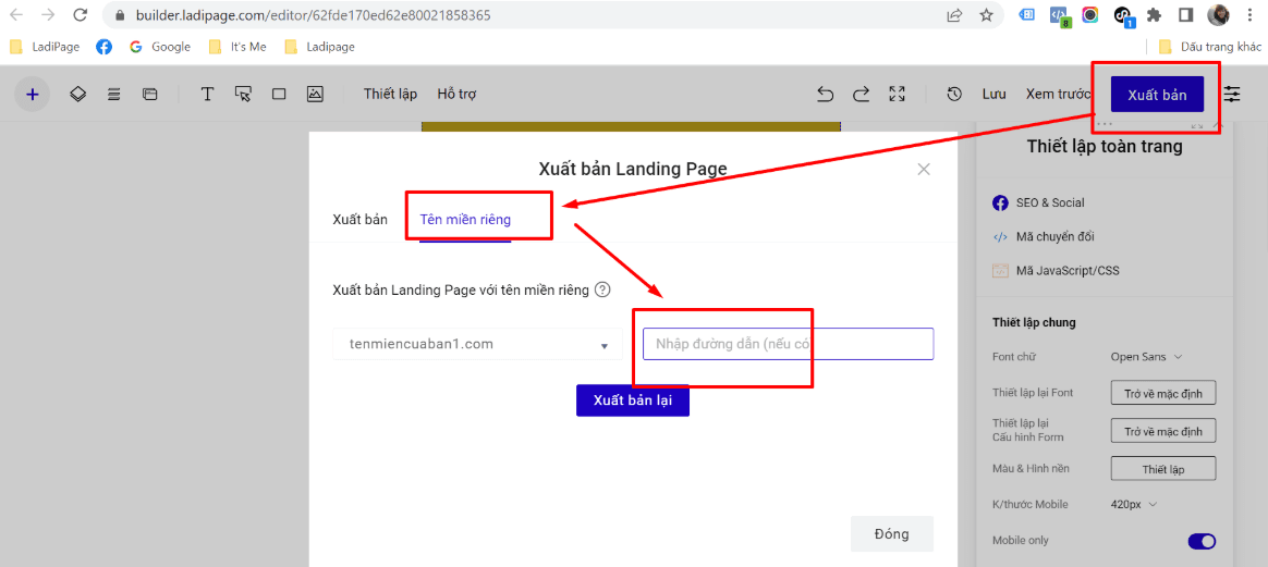 hướng dẫn xuất bản ladipage lên nền tảng wordpress 5