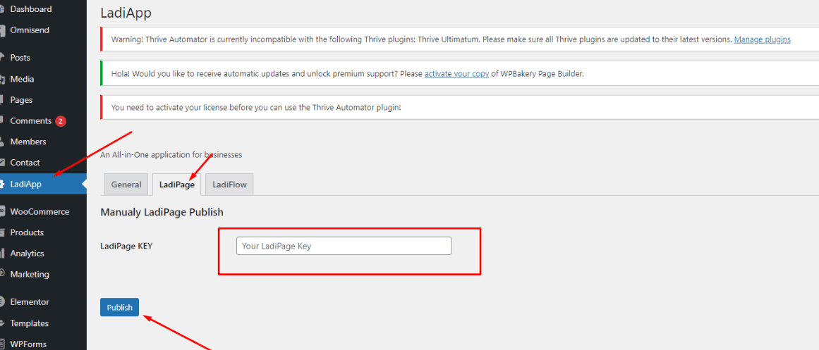 hướng dẫn xuất bản ladipage lên nền tảng wordpress 6