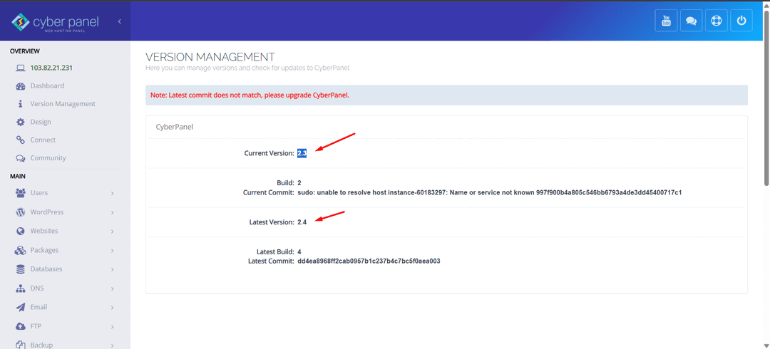 Hướng Dẫn Nâng Cấp Phiên Bản CyberPanel Trên CloudFly