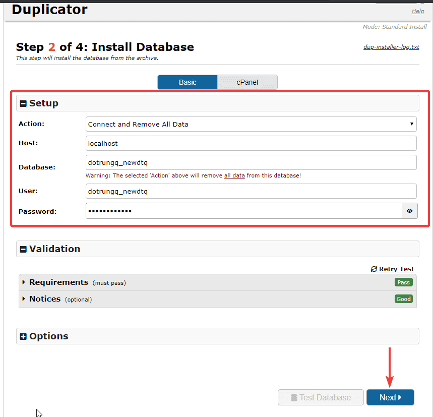 hướng dẫn chuyển dữ liệu bằng duplicator  wordpress migration plugin 8