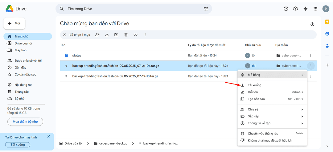 Hướng dẫn sử dụng rclone để backup website từ CyberPanel lên Google Driver