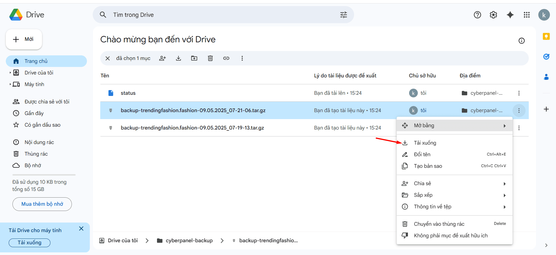Hướng dẫn sử dụng rclone để backup website trên Cloud Server CyberPanel CloudFly
