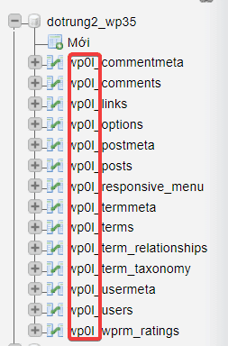 kiểm tra giá trị table prefix value