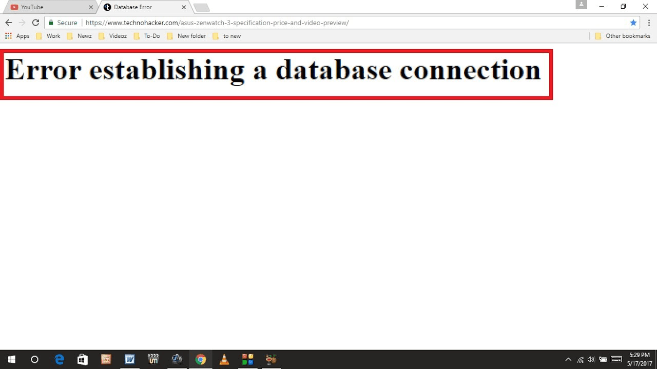 lỗi error establishing a database connection