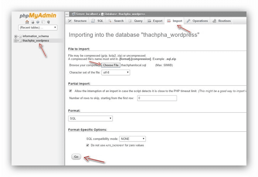 nhập database vào host 3