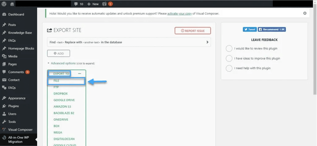 sao lưu database trên hosting 2