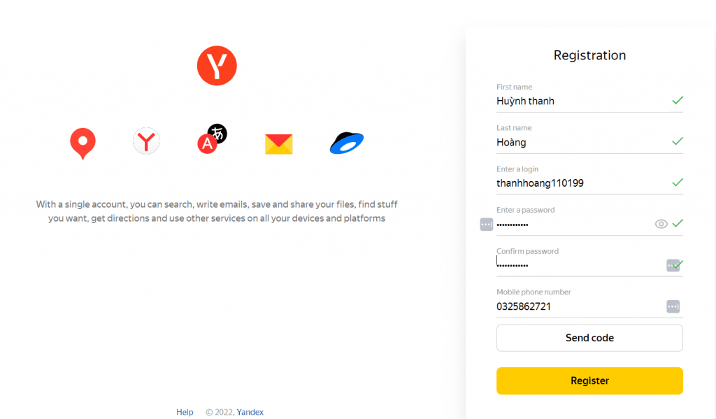 tạo email doanh nghiệp miễn phí với yandex
