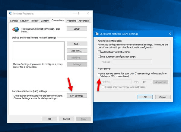 tắt proxy server cho mạng lan của bạn