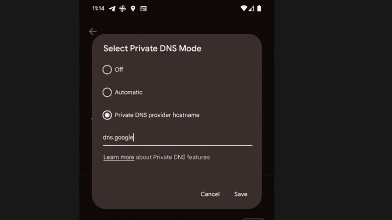 thay đổi dns 8.8.8.8 trên android