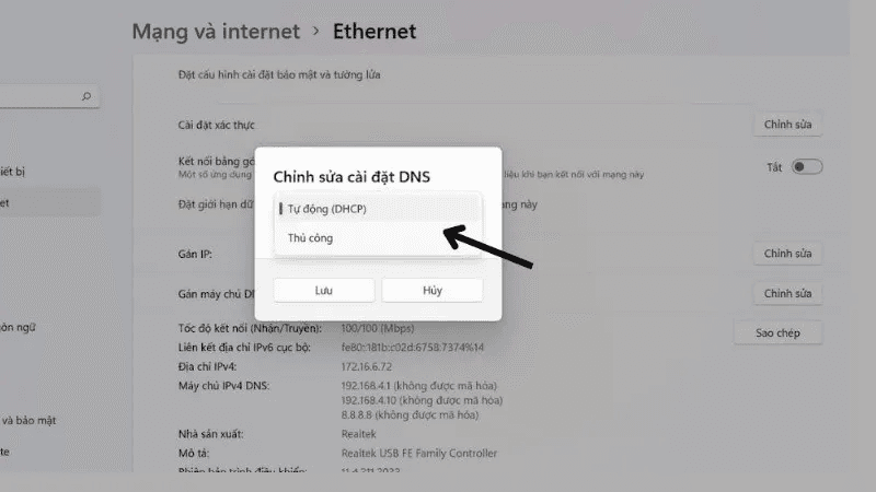 thay đổi dns 8.8.8.8 trên windows 11 3