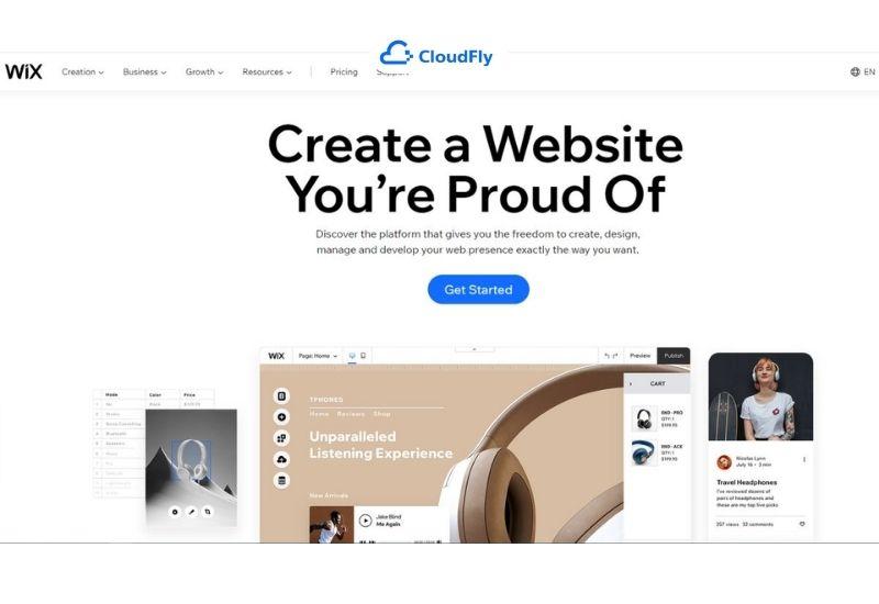 thiết kế web bằng tên miền và hosting free trên wix