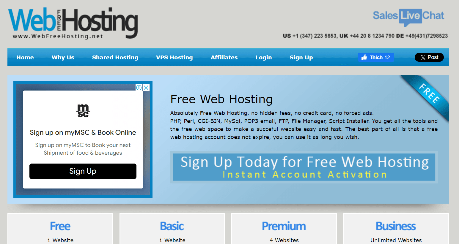 trang web free hosting webfreehosting