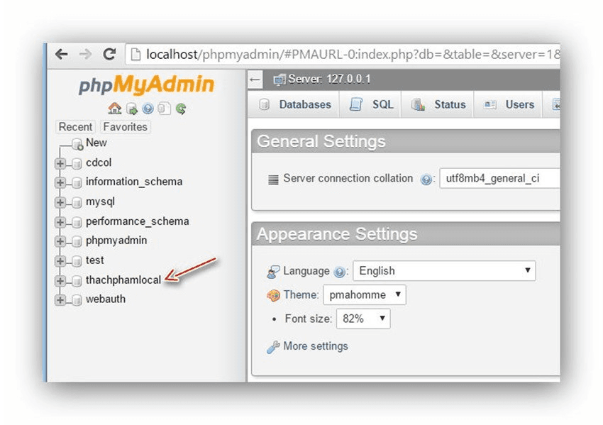 xuất database ở localhost 1