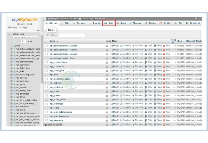 backup cơ sở dữ liệu wordpress 3