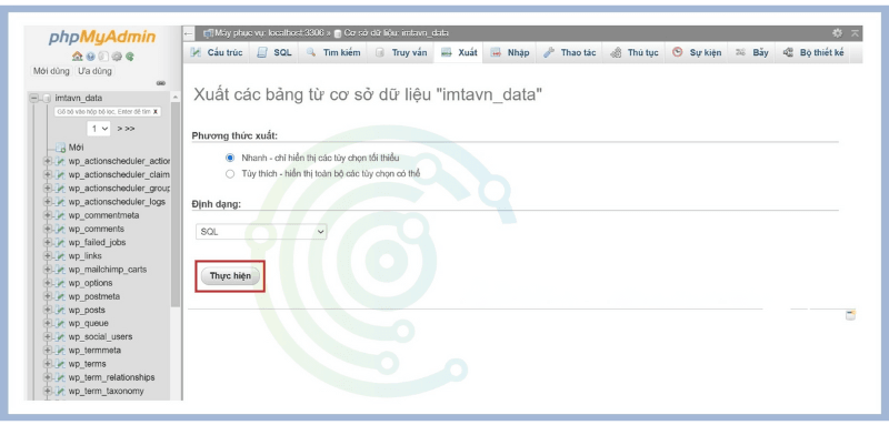 backup cơ sở dữ liệu wordpress 4