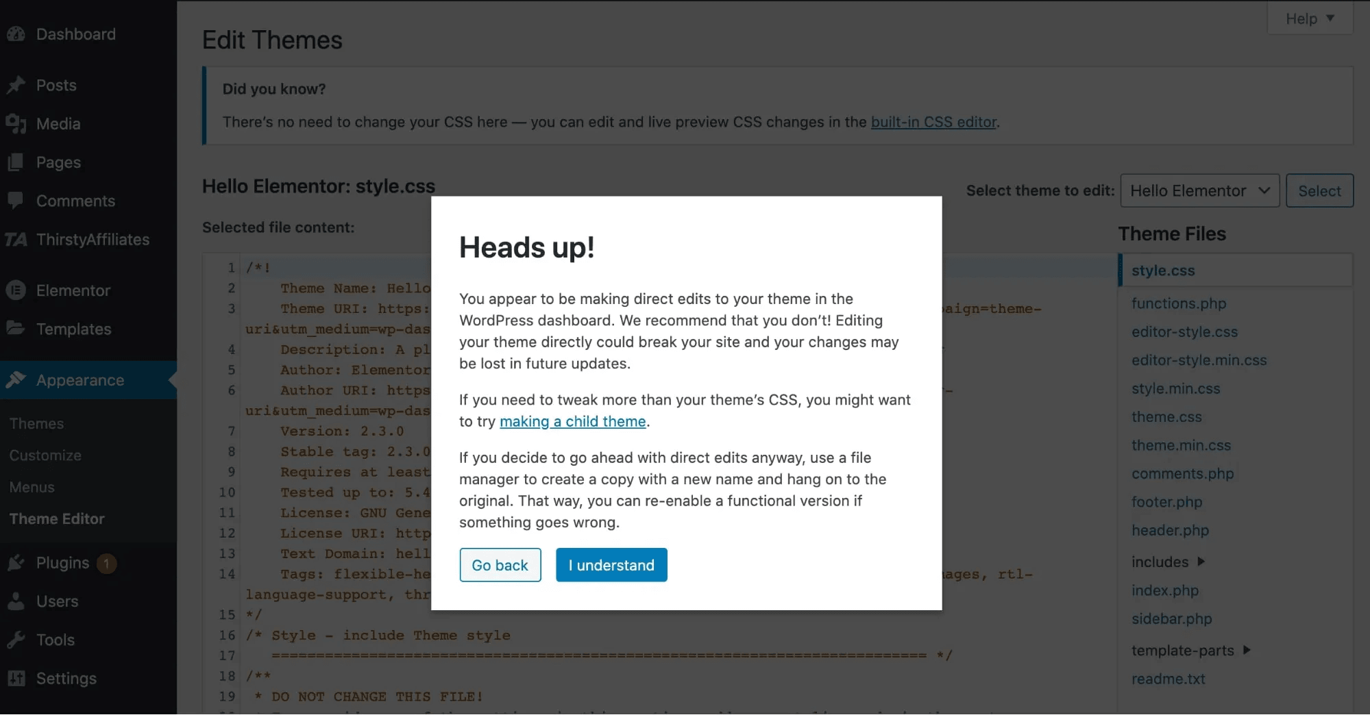 chỉnh sửa source code bằng wordpress html editor