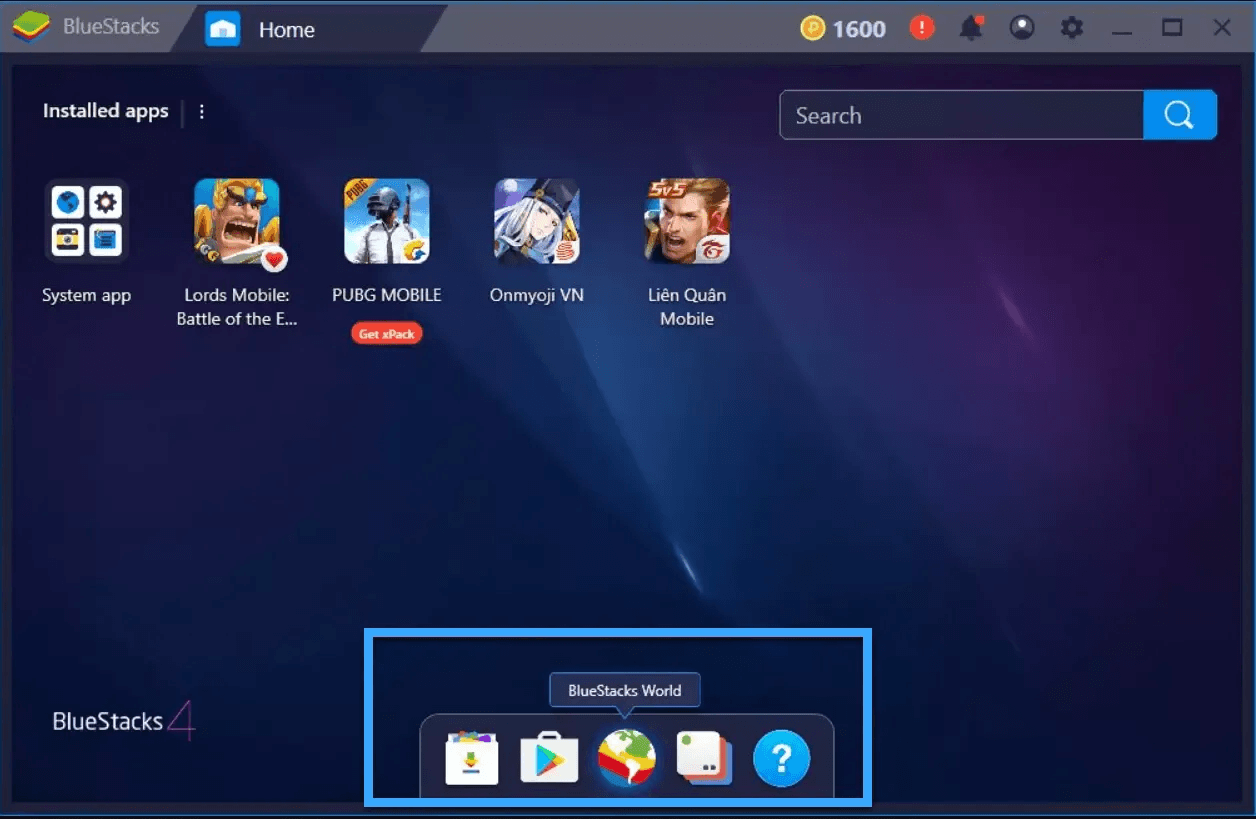 giao diện bluestacks 4 được cải tiến gọn gàng
