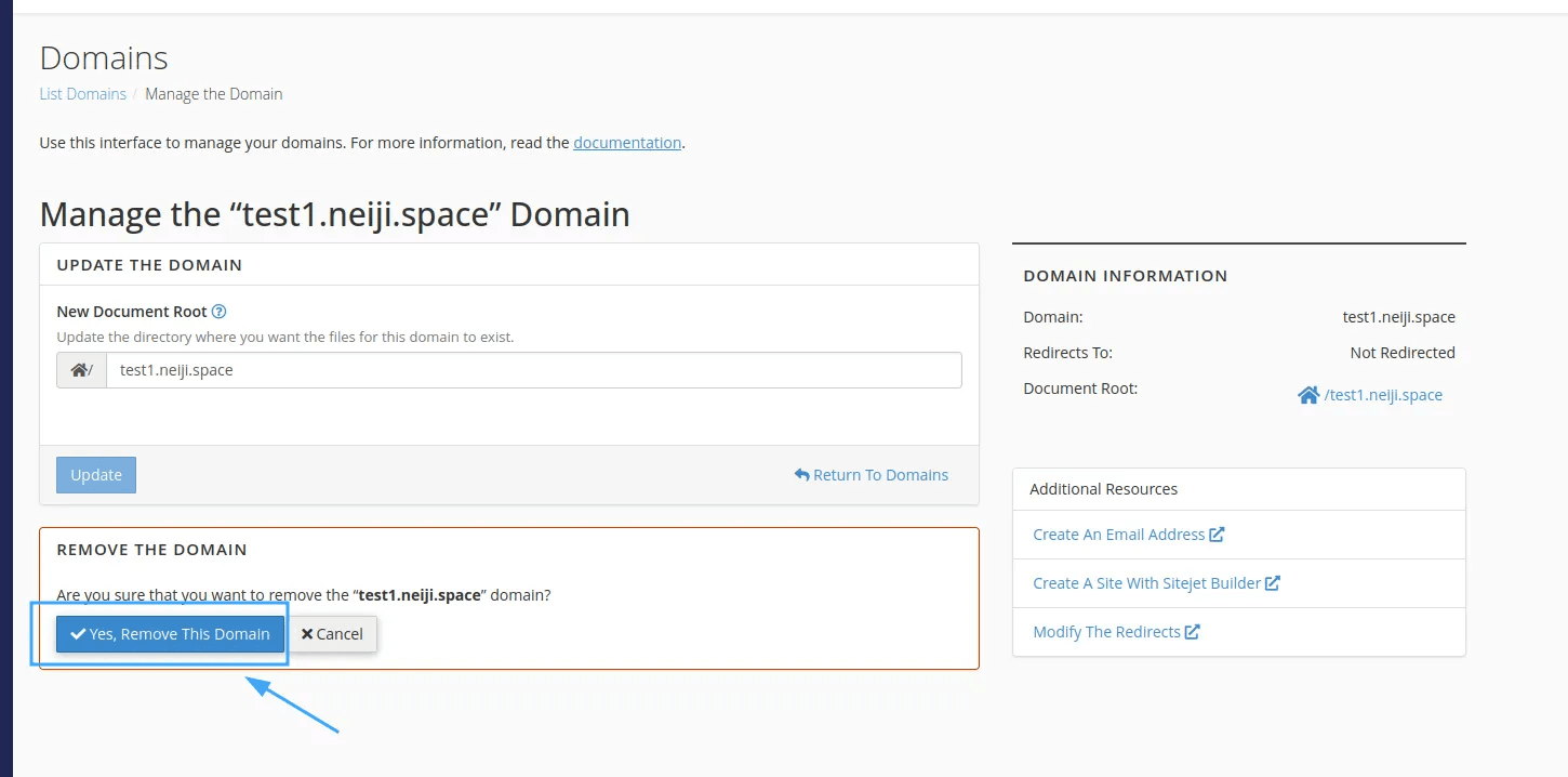hướng dẫn cách xóa subdomain trong cpanel 5