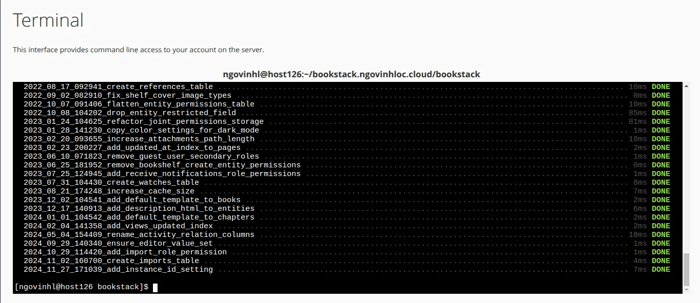 hướng dẫn cài đặt bookstack trên cpanel 11