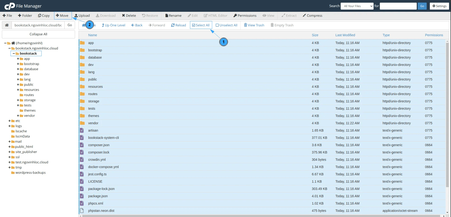 hướng dẫn cài đặt bookstack trên cpanel 12