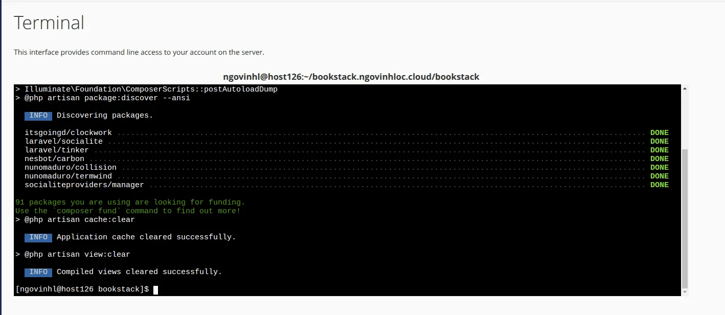 hướng dẫn cài đặt bookstack trên cpanel 8