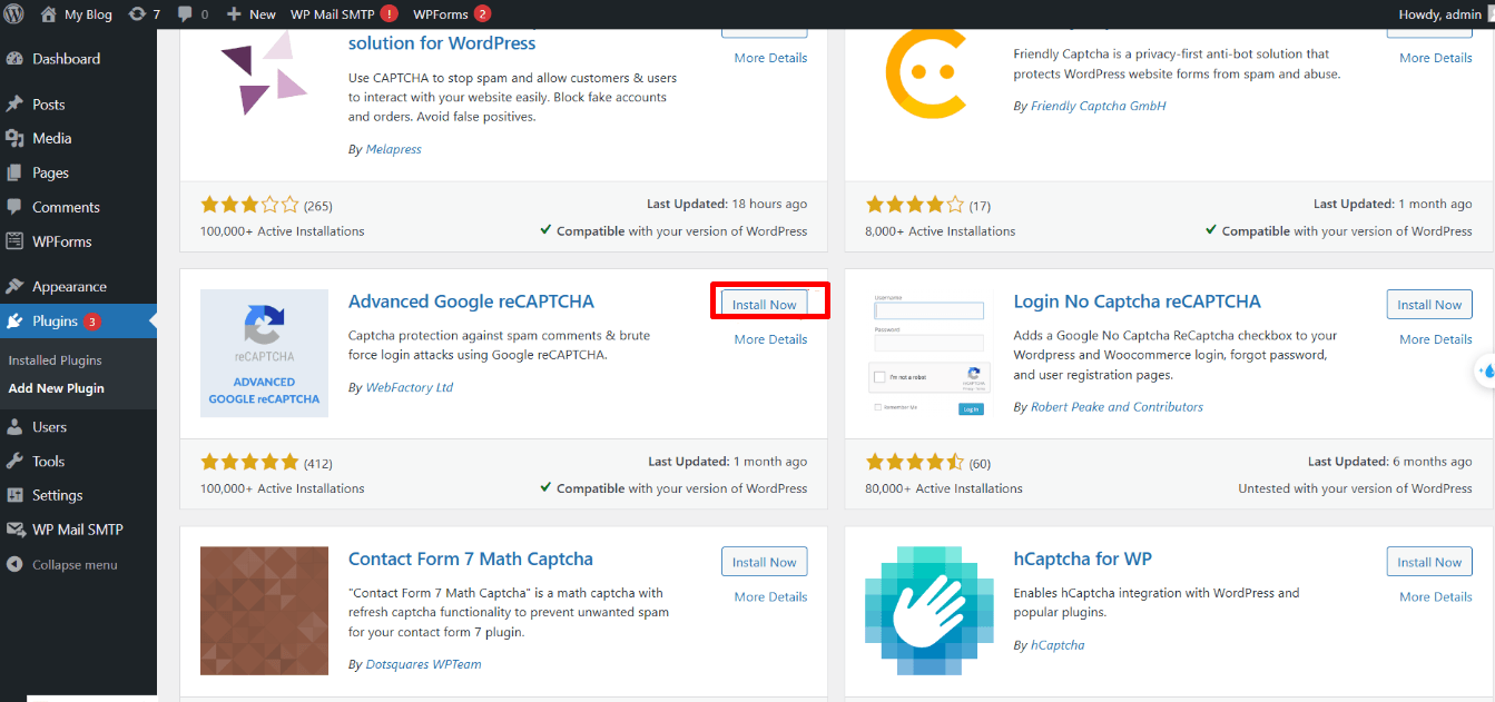 hướng dẫn cài đặt captcha cho website wordpress 6
