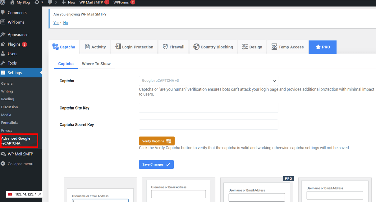 hướng dẫn cài đặt captcha cho website wordpress 8