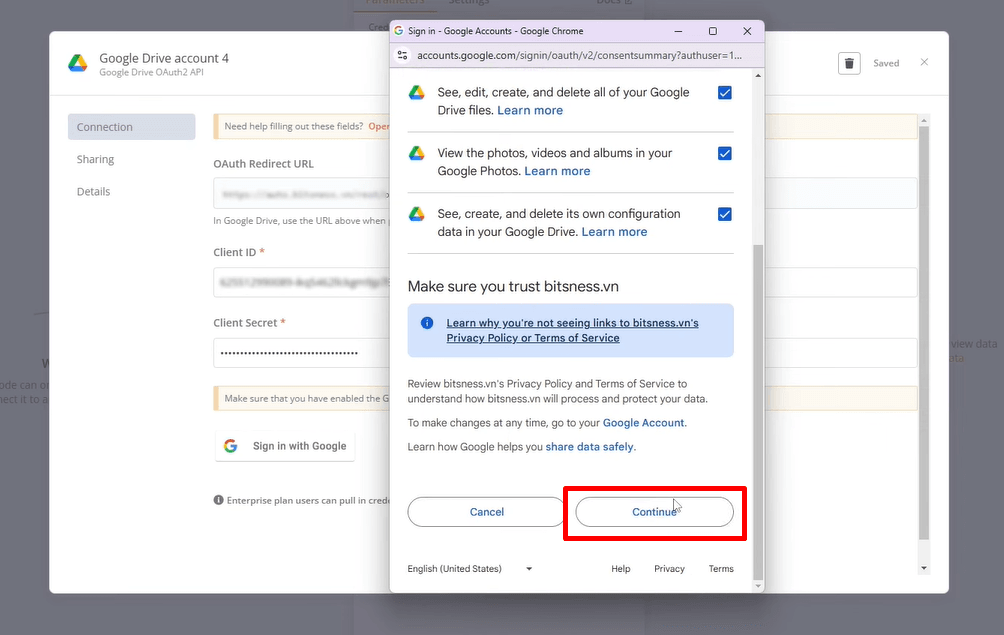 hướng dẫn kết nối n8n đến google cloud apis 22