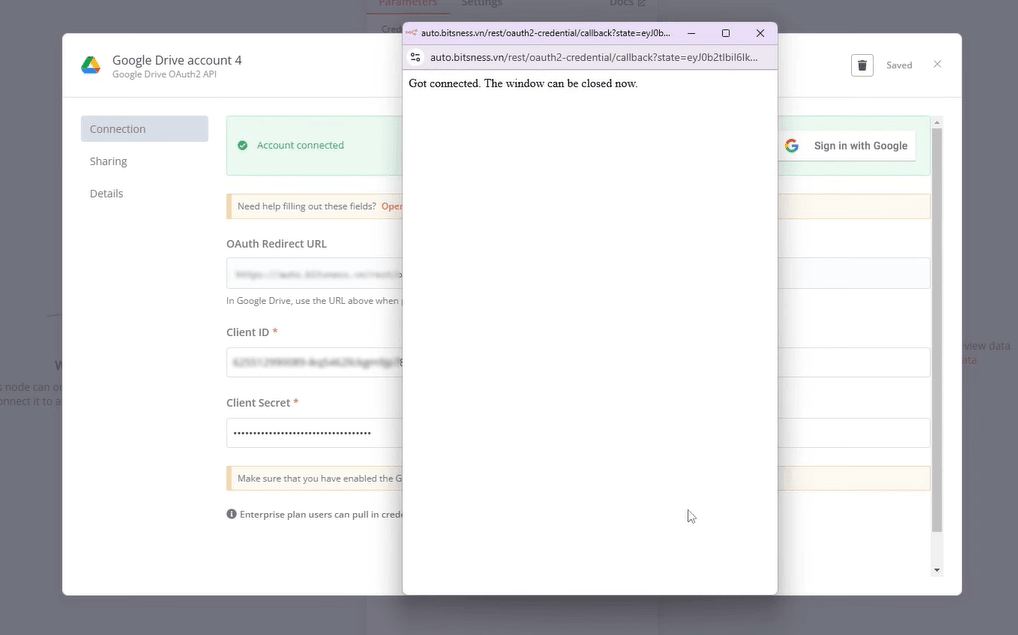 hướng dẫn kết nối n8n đến google cloud apis 23