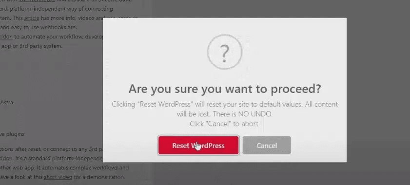 hướng dẫn reset wordpress về mặc định ban đầu bằng plugin 3