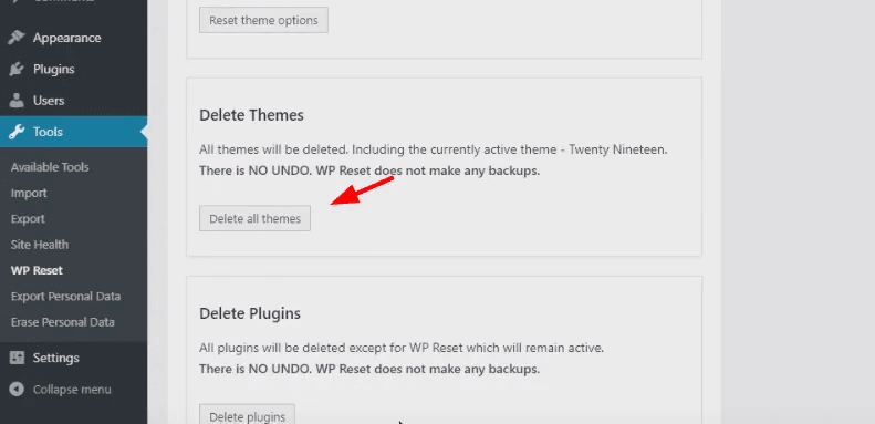 hướng dẫn reset wordpress về mặc định ban đầu bằng plugin 5