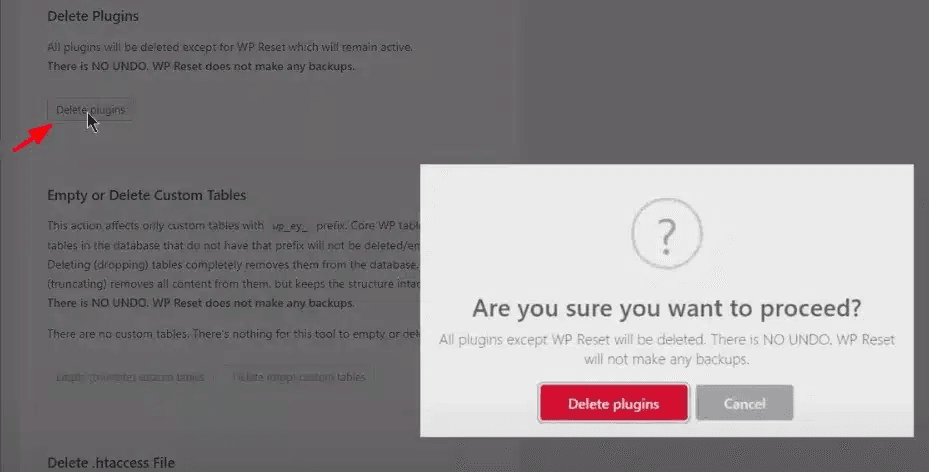 hướng dẫn reset wordpress về mặc định ban đầu bằng plugin 6