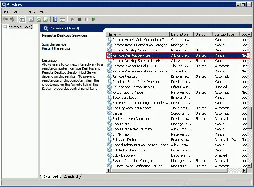 hướng dẫn restart service rdp 2
