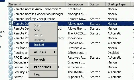 hướng dẫn restart service rdp 3