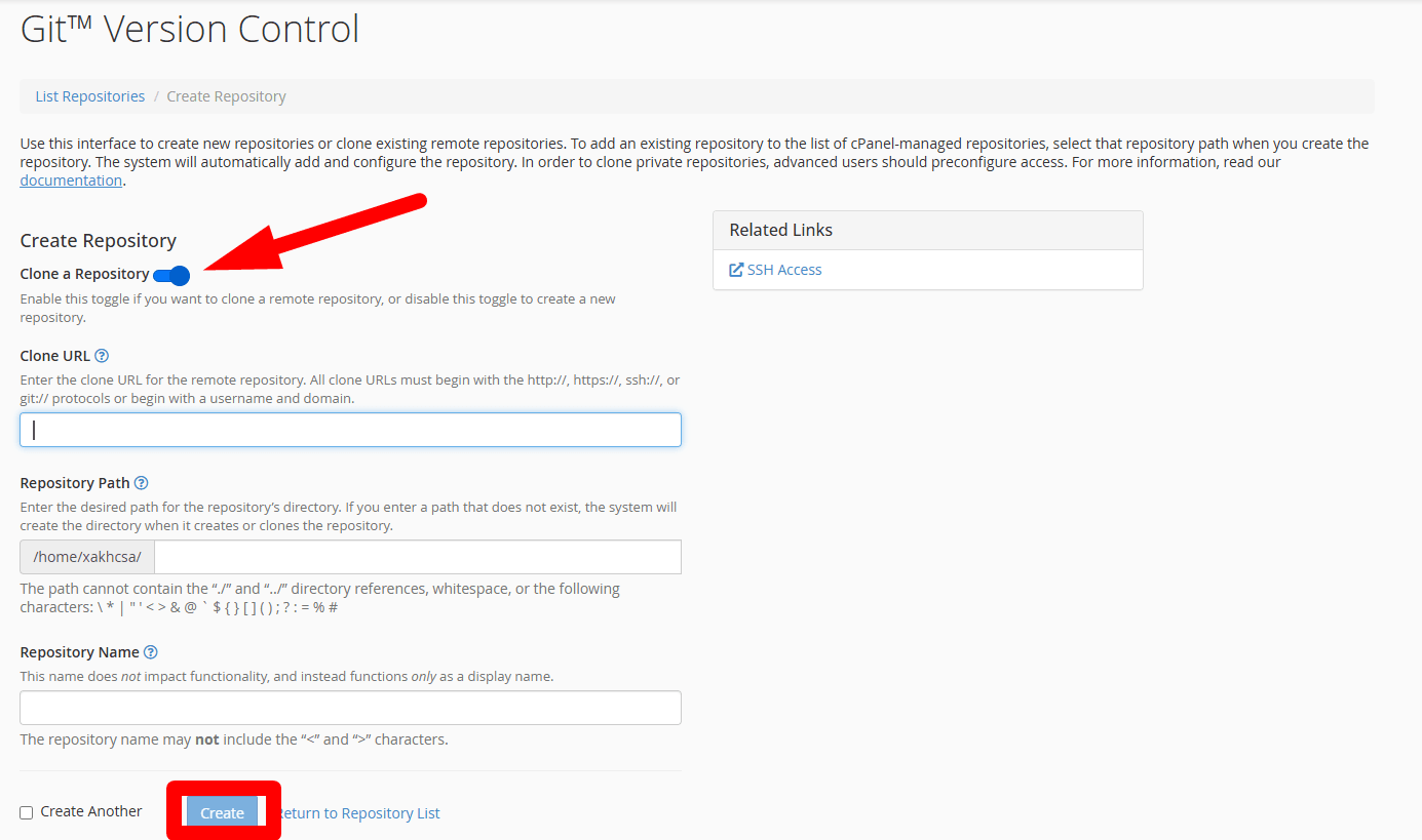 hướng dẫn sử dụng git trên cpanel hosting chi tiết 3