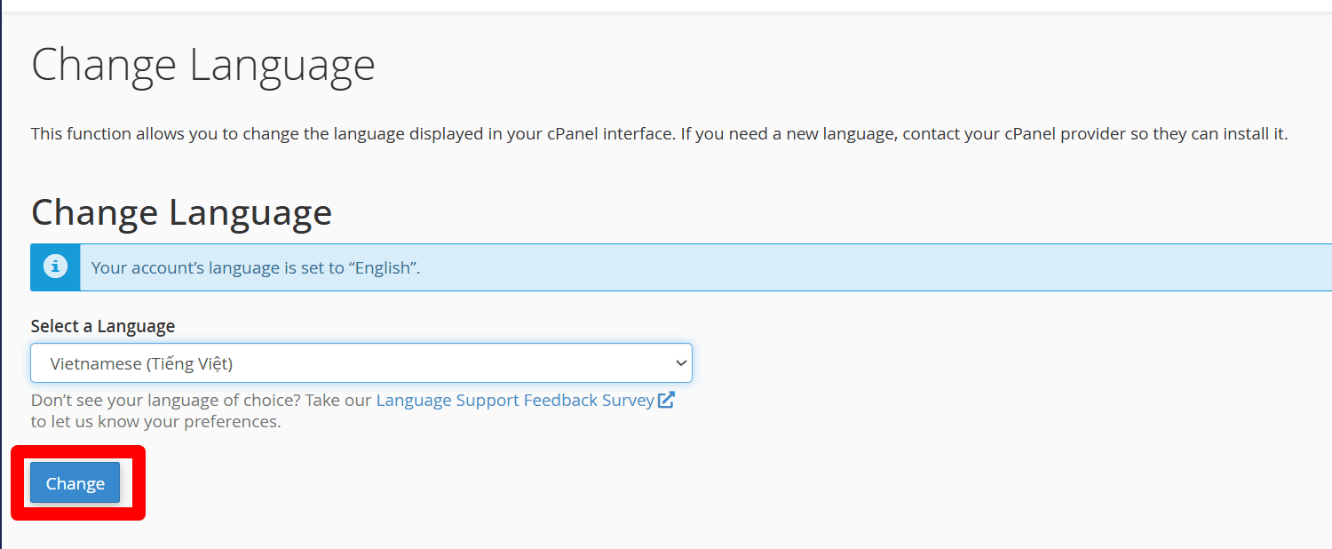 hướng dẫn thay đổi ngôn ngữ trên cpanel hosting chi tiết 4