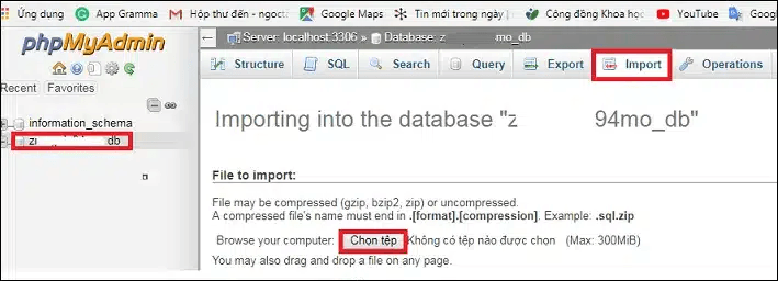 import database lên hosting 2