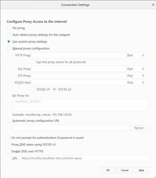 kiểm tra cài đặt proxy server trên trình duyệt