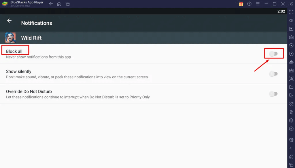 tắt thông báo ứng dụng trên giả lập bluestacks