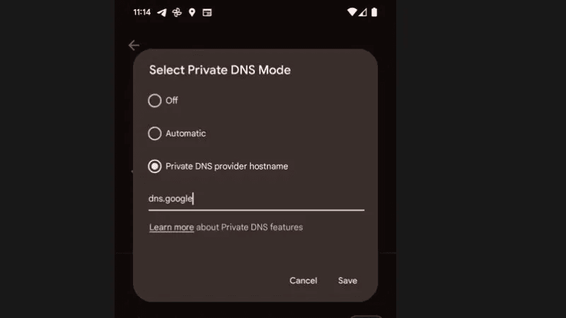 thay đổi dns 8888 trên android
