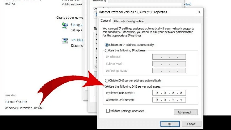 thay đổi dns 8888 trên windows 10 5