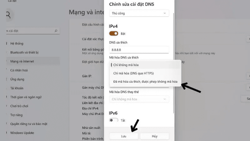 thay đổi dns 8888 trên windows 11 4