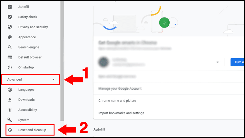 thiết lập lại toàn bộ cài đặt của chrome 1
