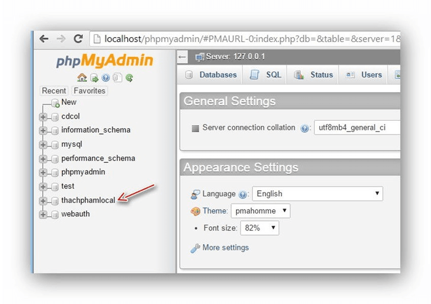 xuất database ở localhost 1