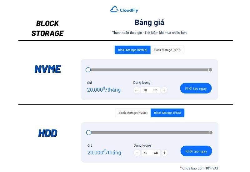 bảng giá block storage
