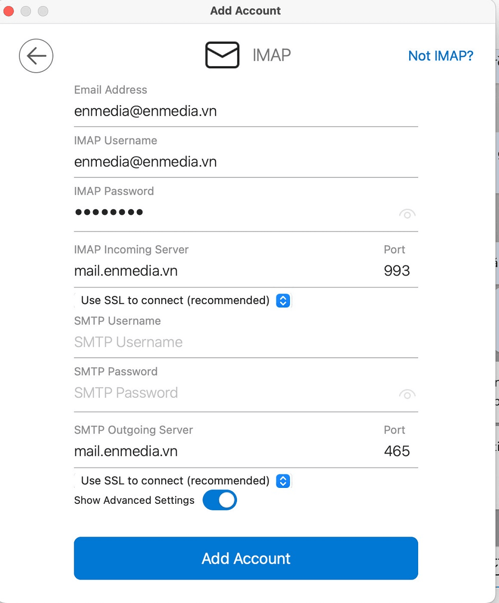cách cài email theo tên miền trên outlook ở hệ điều hành macos 6