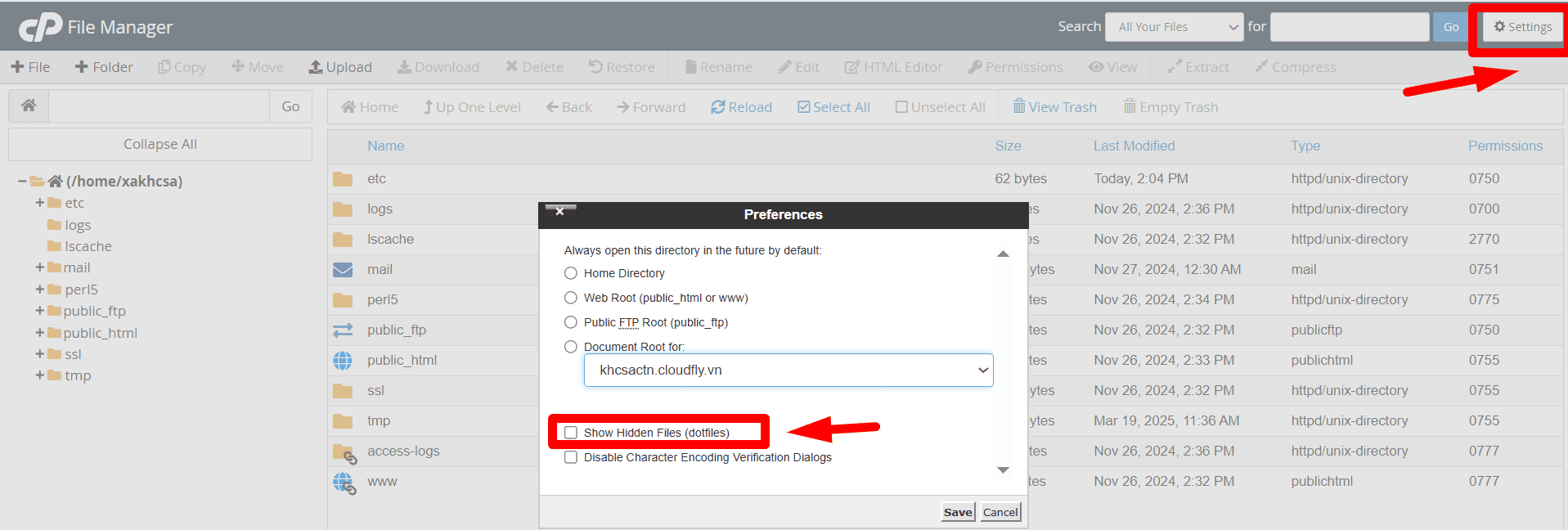 cách chỉnh sửa file htaccess thông qua file manager trong cpanel 3