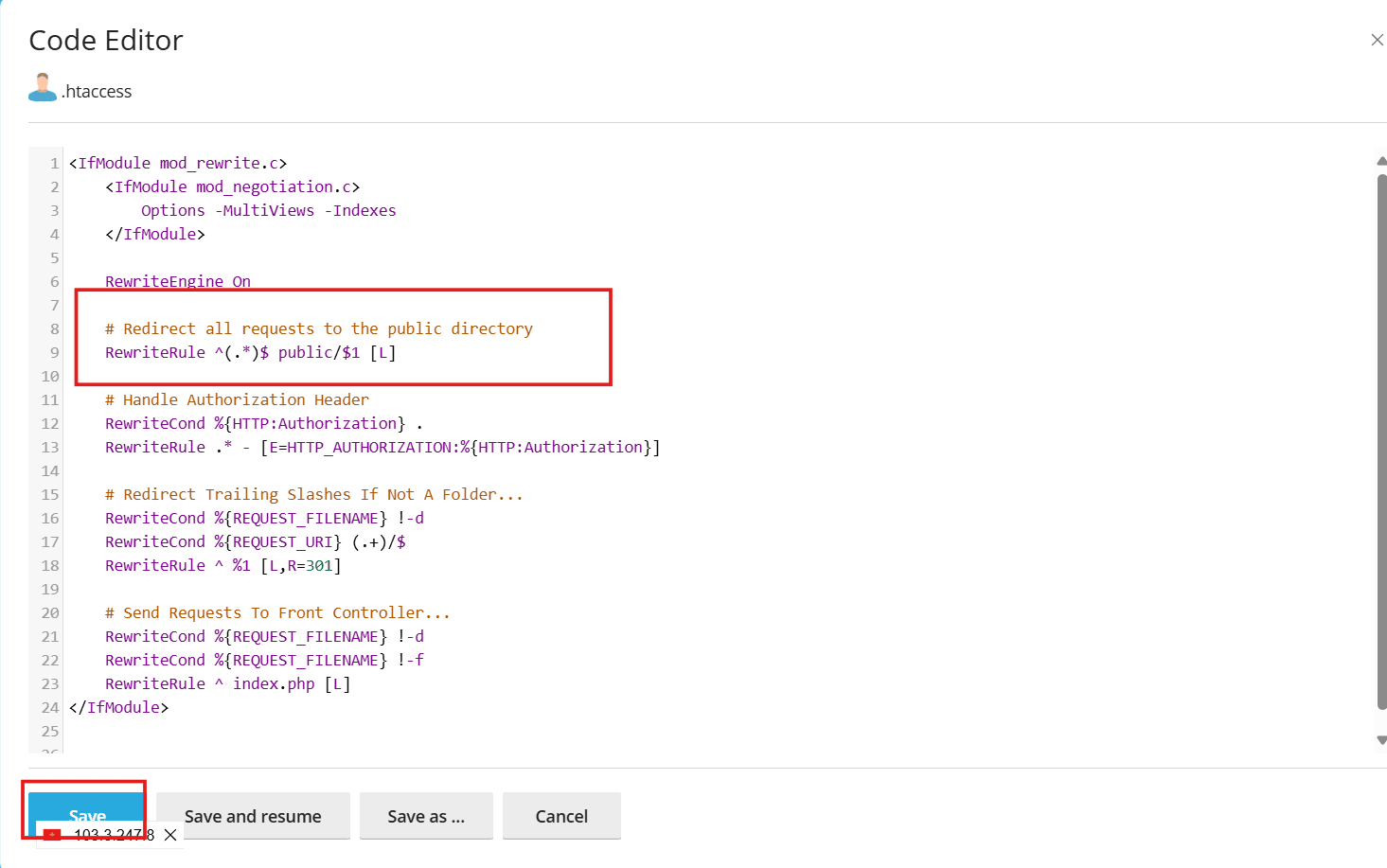 cách chuyển hướng trang web laravel từ thư mục public đến miền chính 5