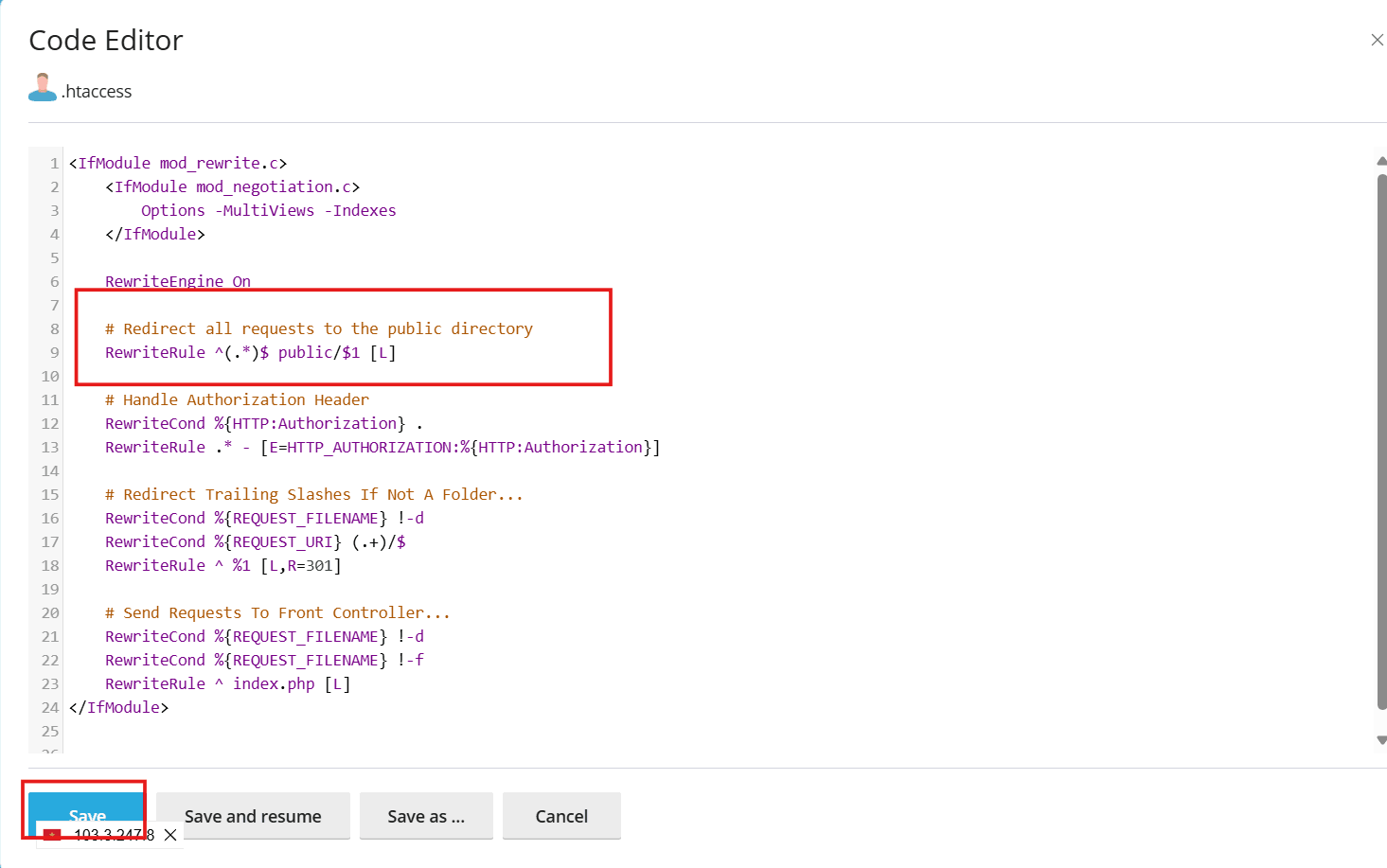 cách chuyển hướng trang web laravel từ thư mục public đến miền chính 5